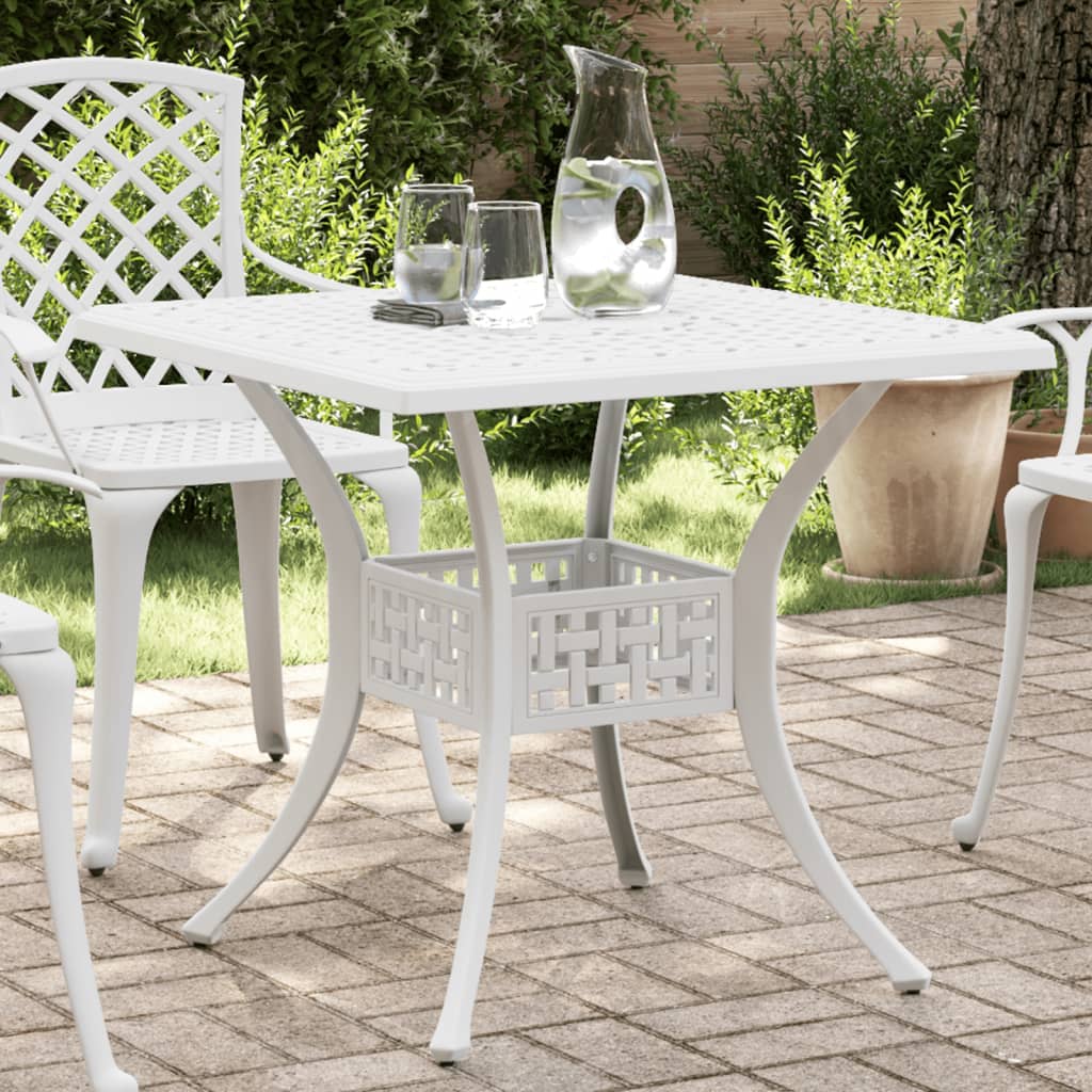 HKH Mesa de Jardim 80x80x75 Cm Alumínio Fundido - Branco