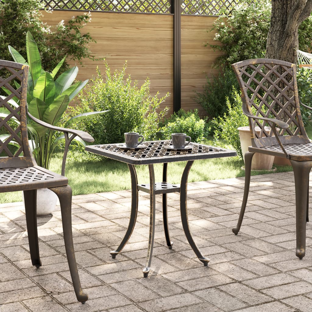HKH Mesa de Jardim 53x53x53 Cm Alumínio Fundido Bronze - Marrom