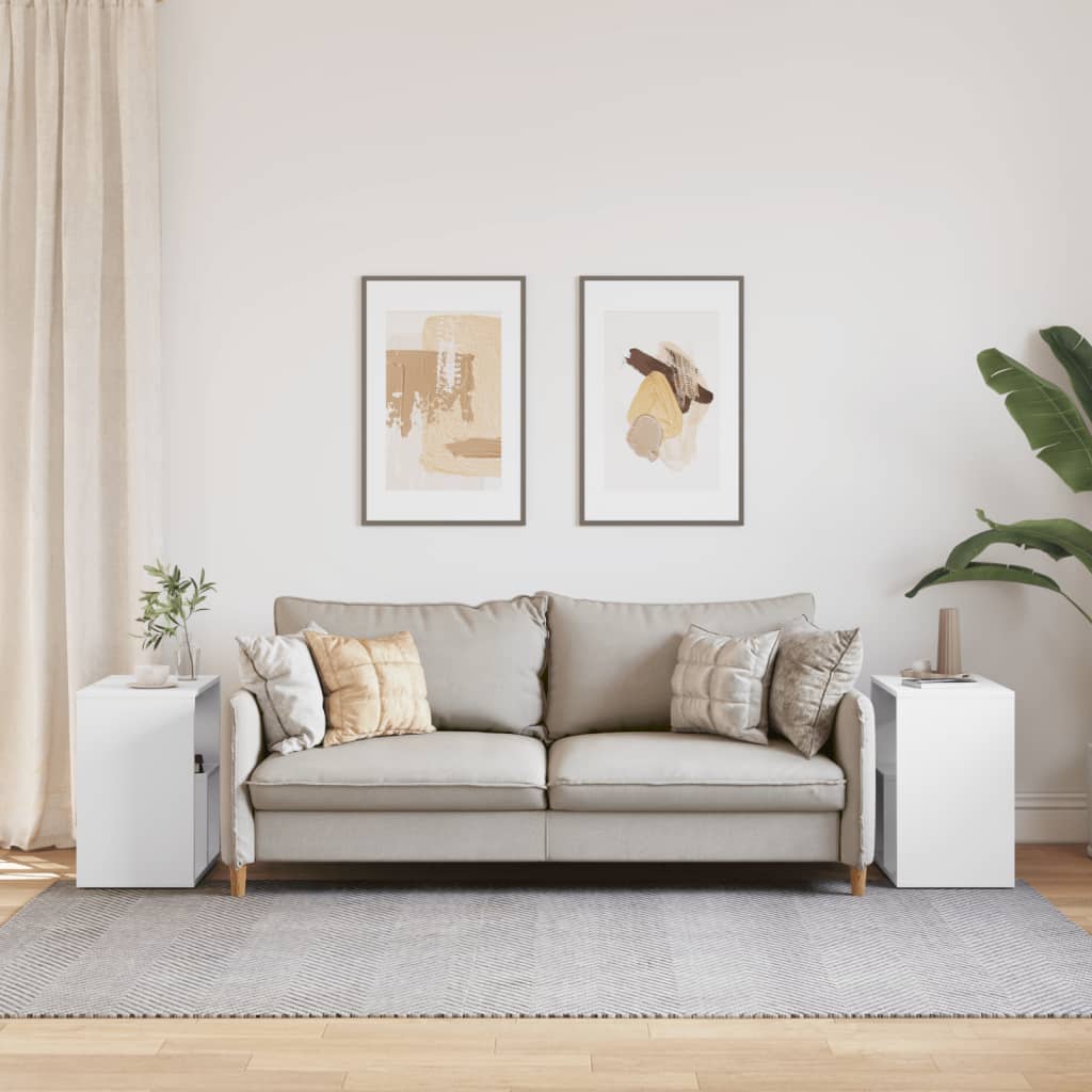 HKH Conjunto de 2 Mesas de Apoio em Derivados de Madeira - Branco