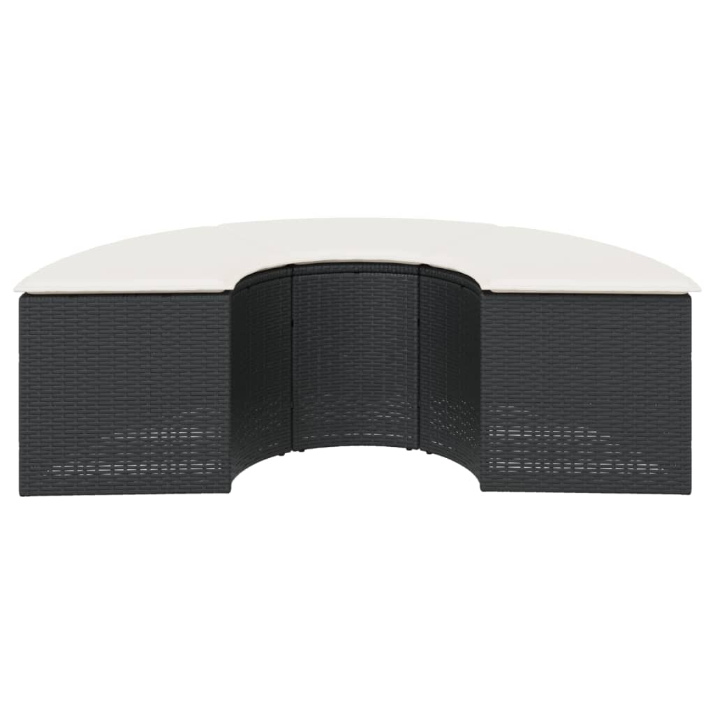 HKH Apoio de Pés para Jardim com Almofadão Vime Pe - Preto