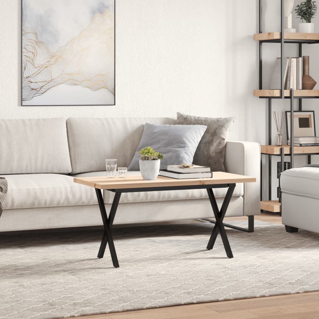 HKH Mesa de Centro Estrutura em X em Pinho e Aço