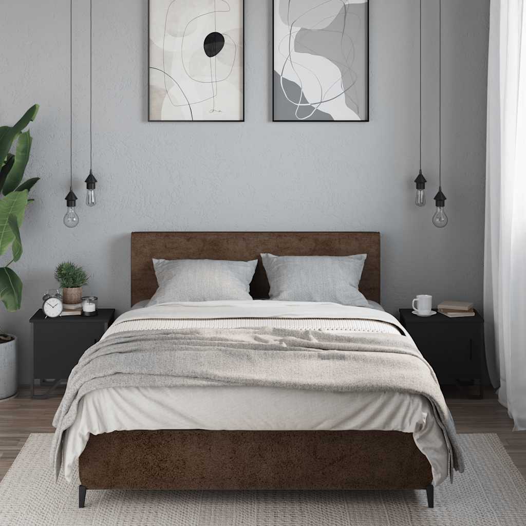 HKH Conjunto de 2 Mesas de Cabeceira em Contraplacado - Preto