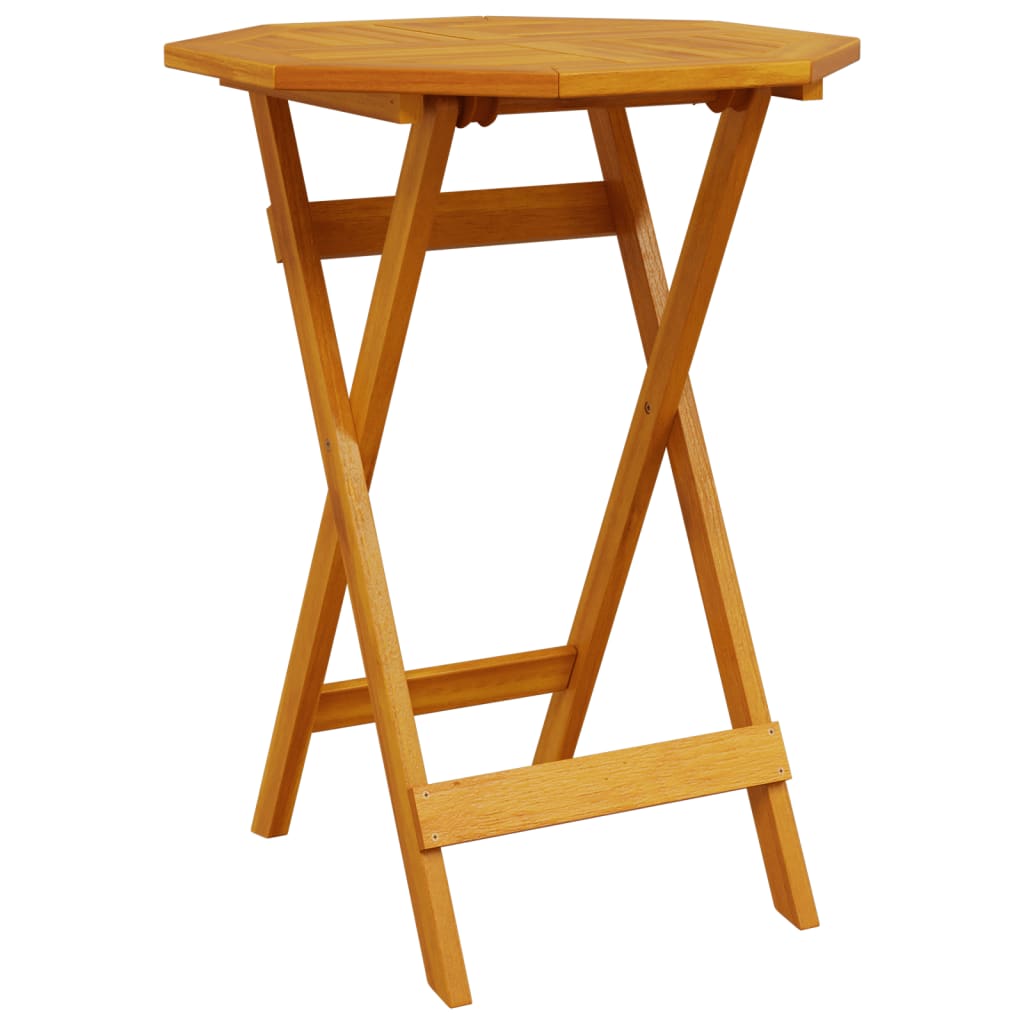 HKH 3 Pcs Conjunto de Bistrô Dobrável Madeira de Acácia Maciça - Marrom