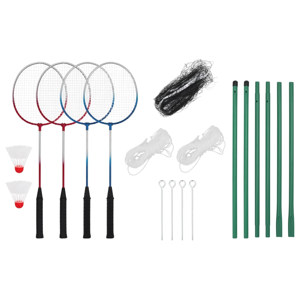 HKH Conjunto de badminton com 4 Raquetes + Rede 620x151 cm