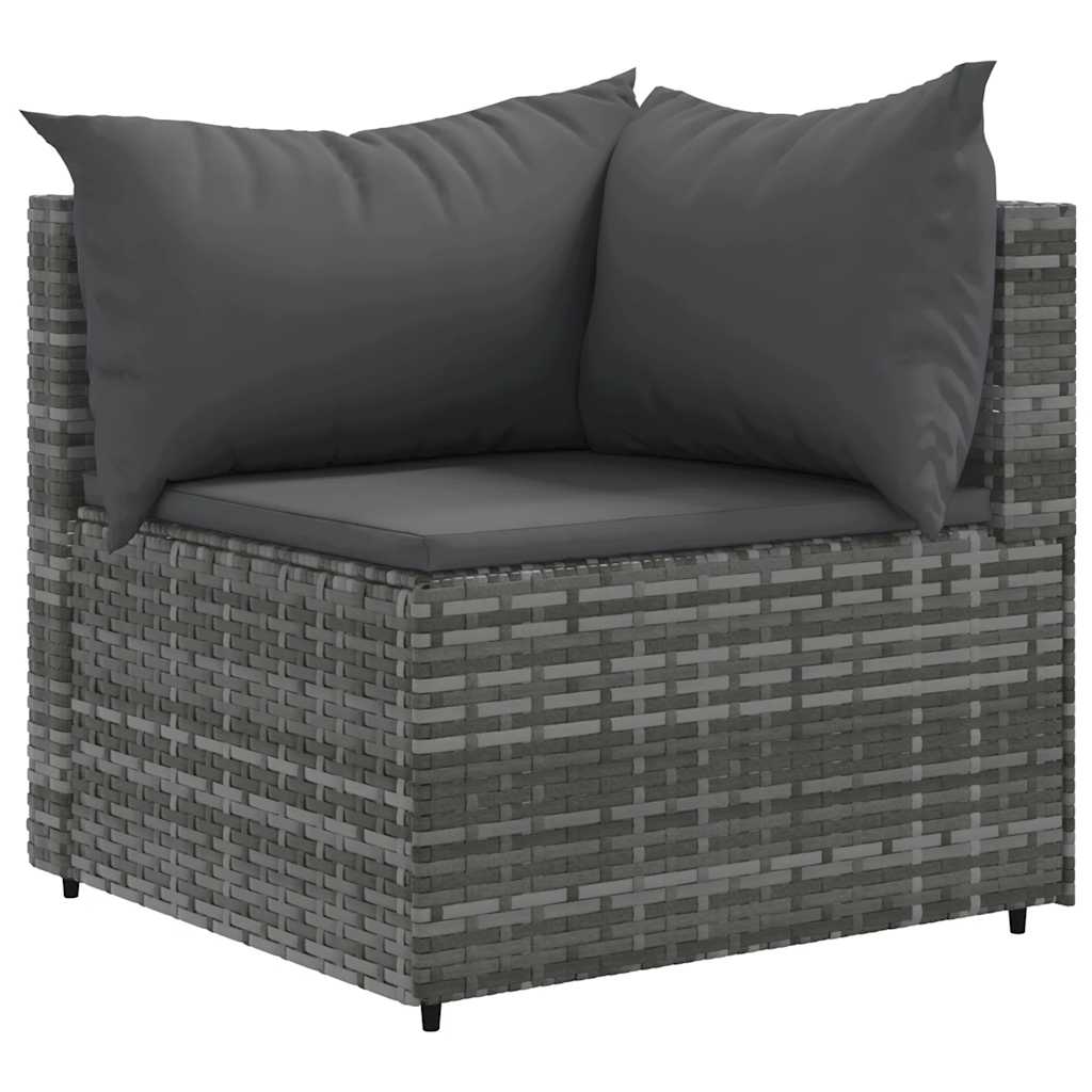 HKH 4 Pcs Conjunto Lounge de Jardim C/ Almofadões Vime Pe - Cinzento