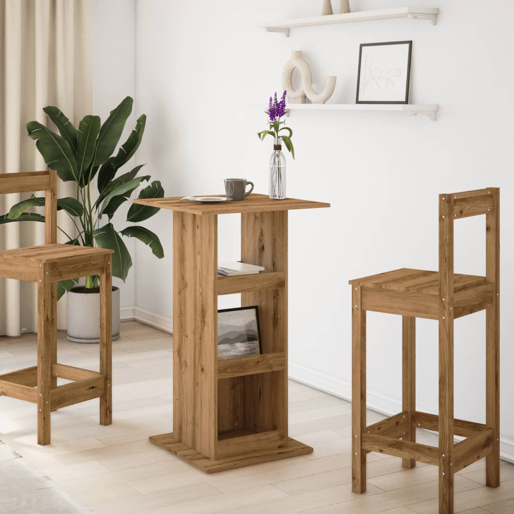 HKH Mesa de Bar com Arrumação em Derivados de Madeira Artisiano em Carvalho