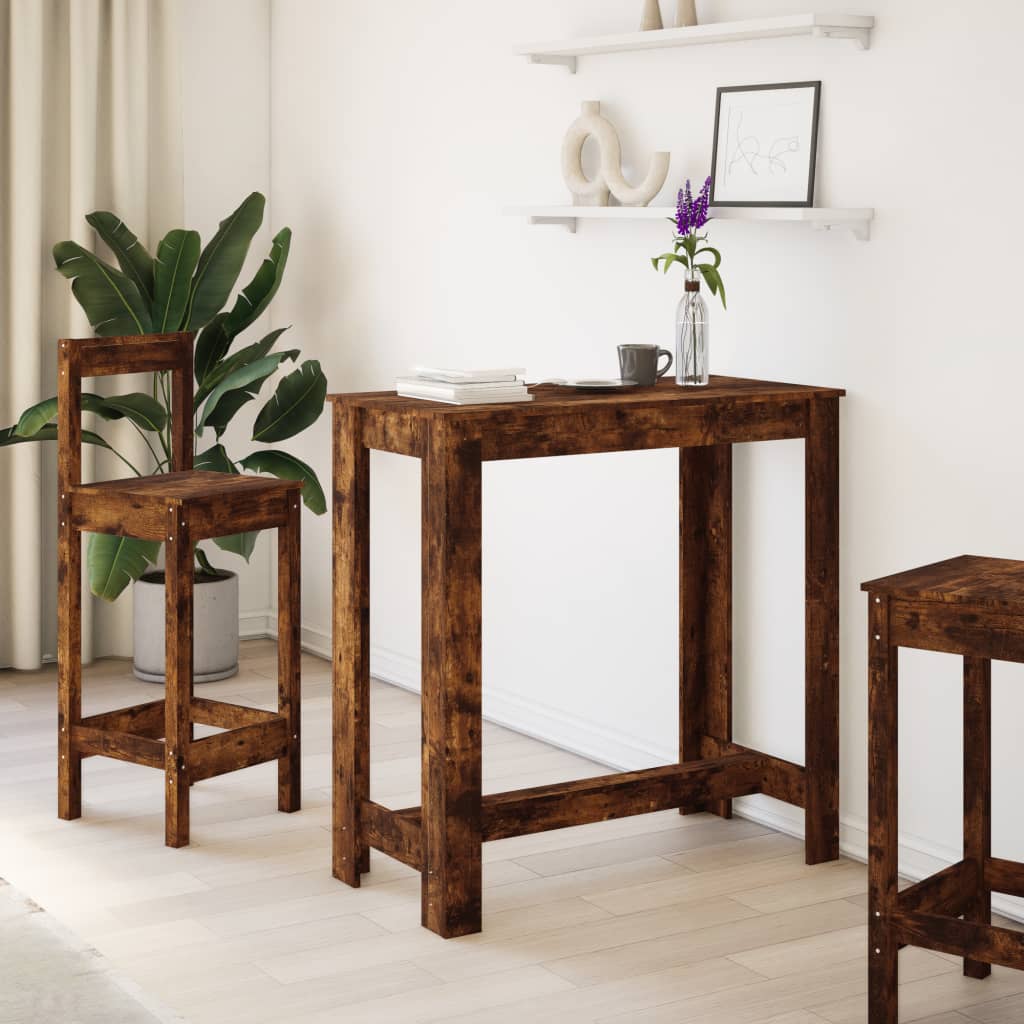 HKH Mesa de Bar em Derivados de Madeira Fumado em Carvalho