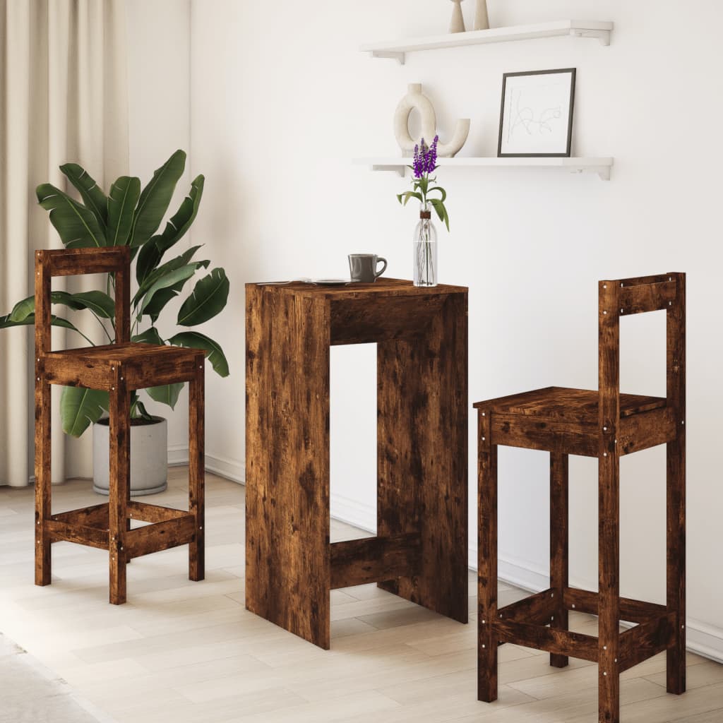 HKH Mesa de Bar em Derivados de Madeira Fumado em Carvalho