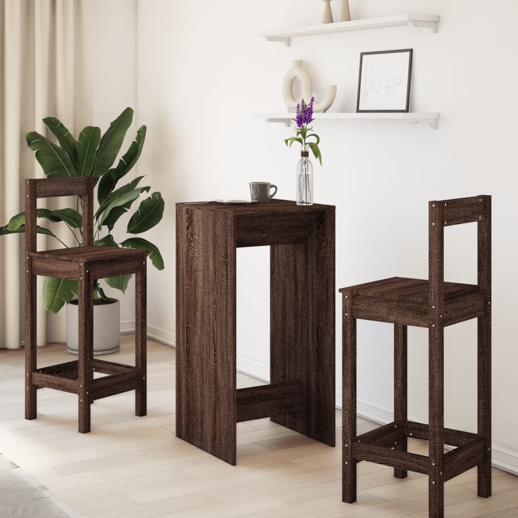 HKH Mesa de Bar em Derivados de Madeira Castanho em Carvalho