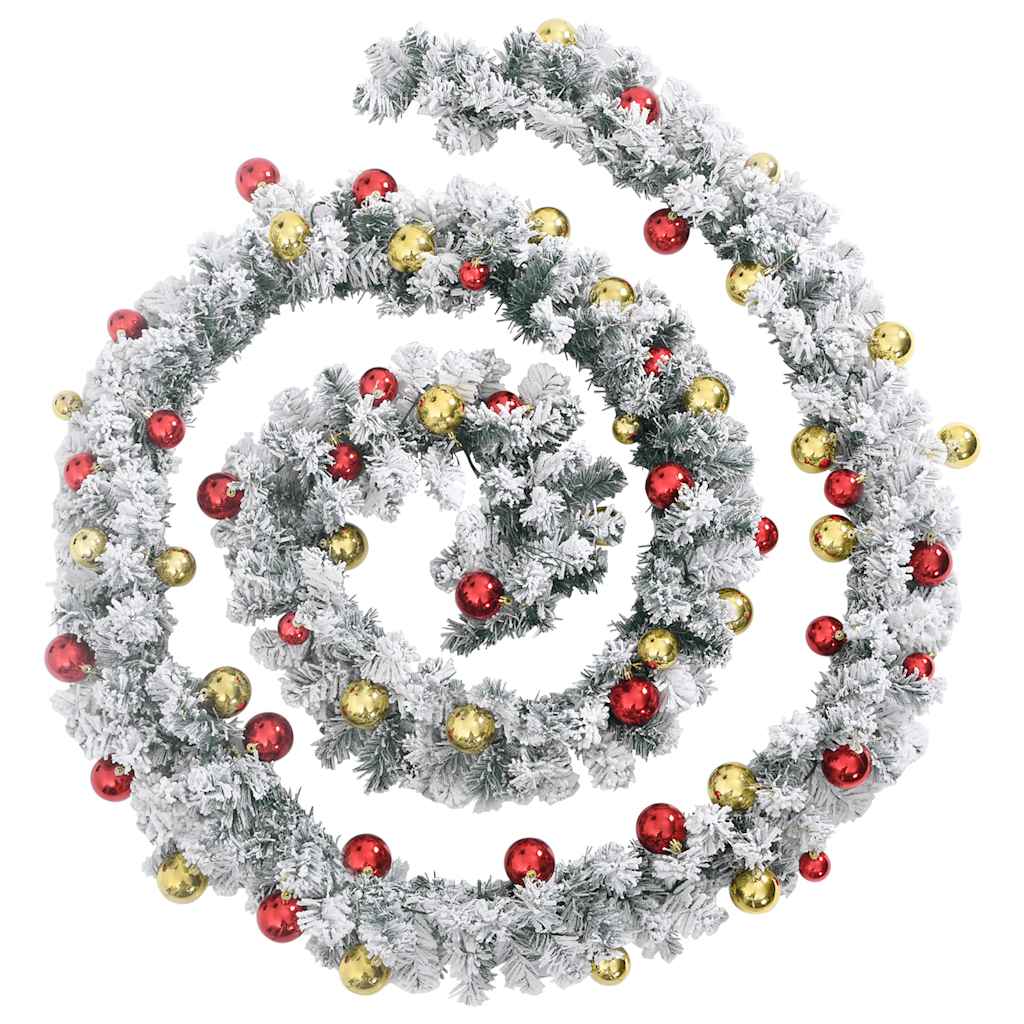 HKH Grinalda de Natal com Enfeites e Luzes LED Verde em PVC