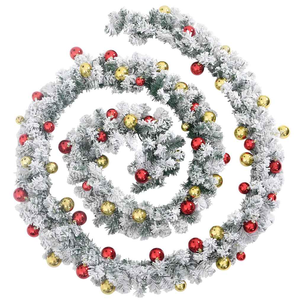 HKH Grinalda de Natal com Enfeites e Luzes LED Verde em PVC