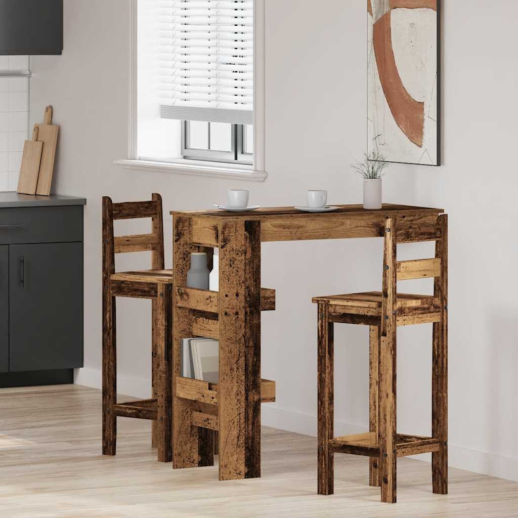 HKH Mesa de Bar de Parede em Madeira Antiga