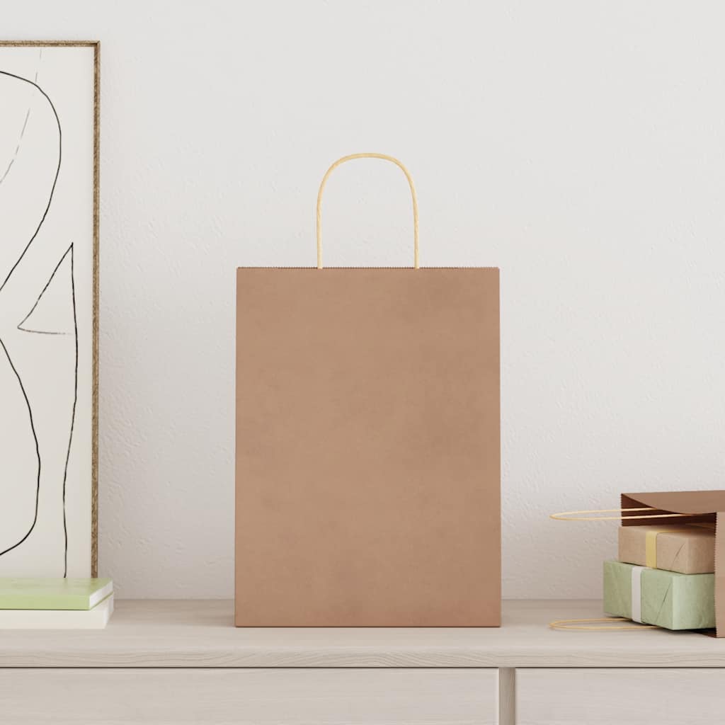 HKH Sacos de Papel 250 Unidades com Alças - Castanho - 26x12x35 cm