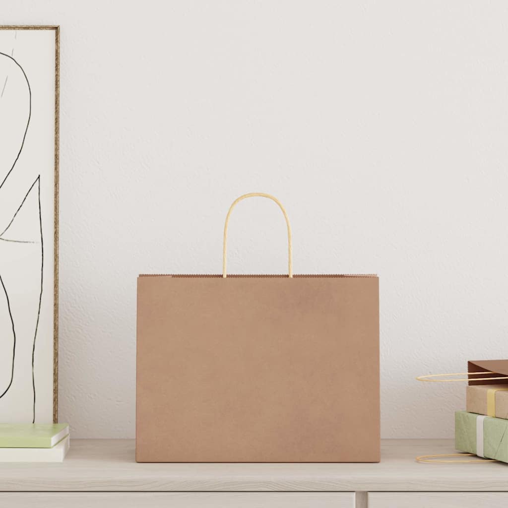 HKH Sacos de Papel 250 Unidades com Alças - Castanho - 32x17x25 cm