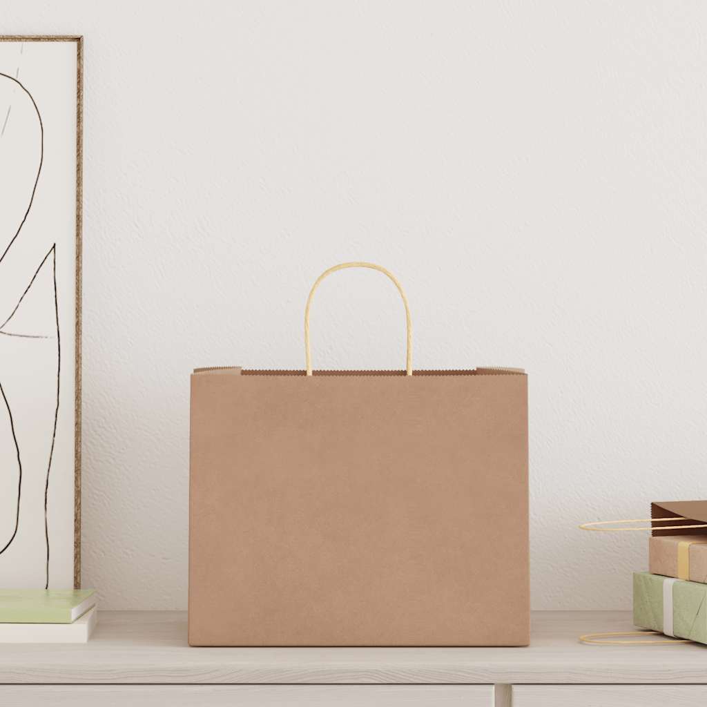 HKH Sacos de Papel 250 Unidades com Alças - Castanho - 32x22x24 cm