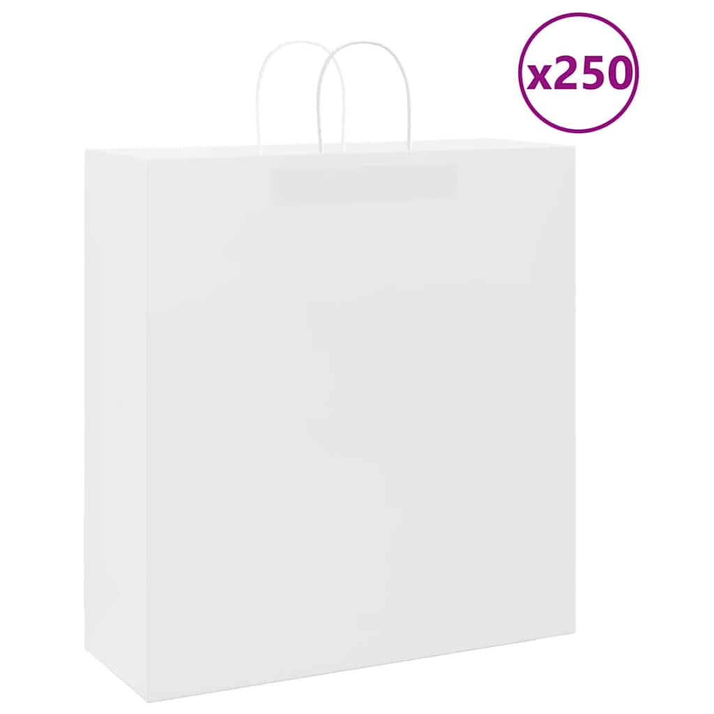 HKH Sacos de Papel 250 Unidades com Alças - Branco - 45x17x48 cm