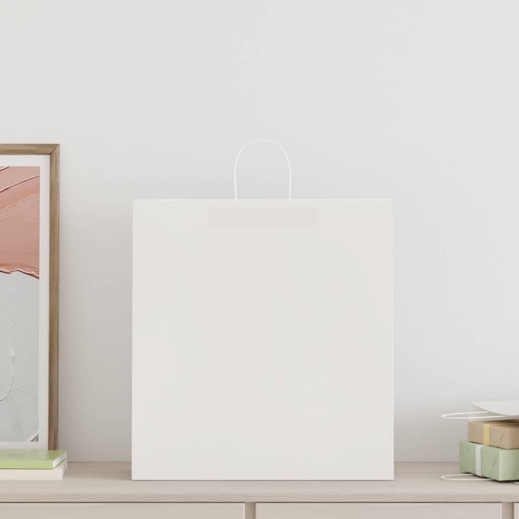 HKH Sacos de Papel 250 Unidades com Alças - Branco - 45x17x48 cm