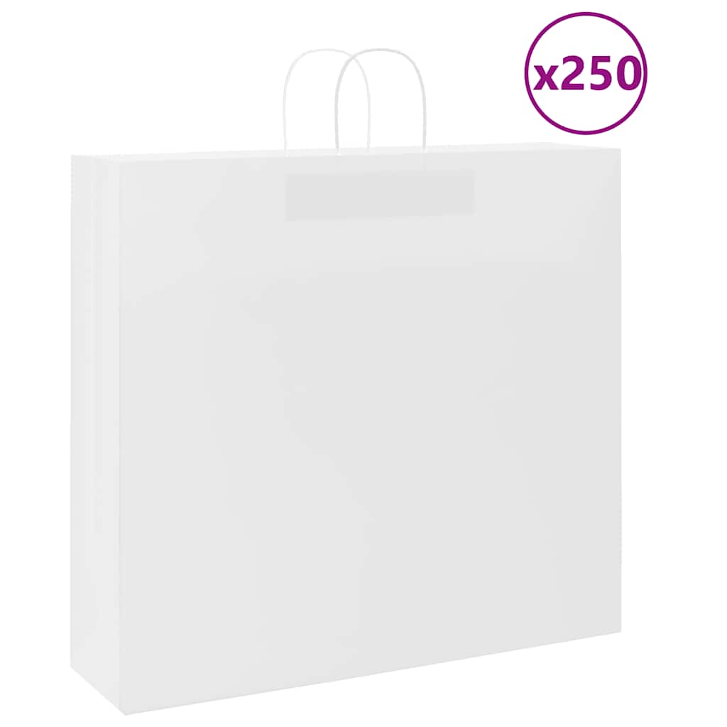 HKH Sacos de Papel 250 Unidades com Alças - Branco - 54x15x49 cm