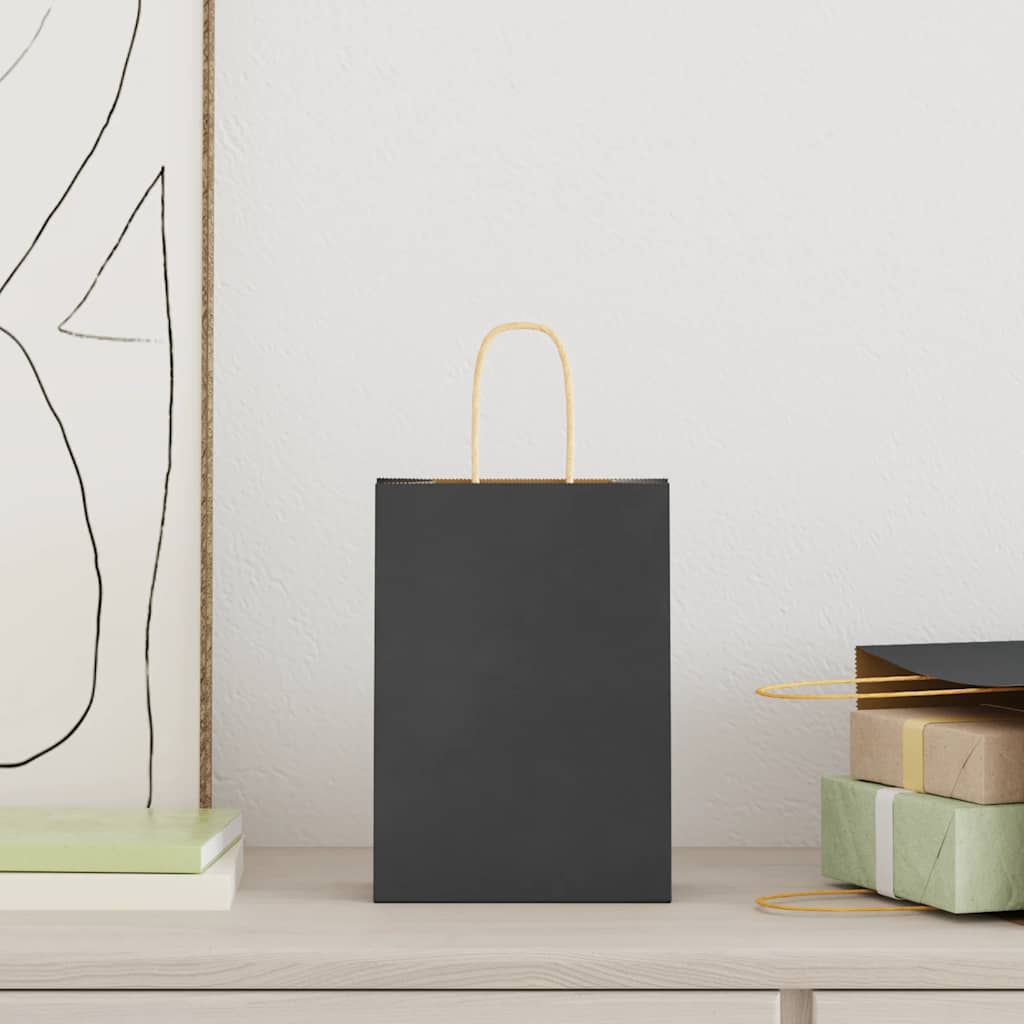 HKH Sacos de Papel 250 Unidades com Alças - Branco - 15x8x21 cm