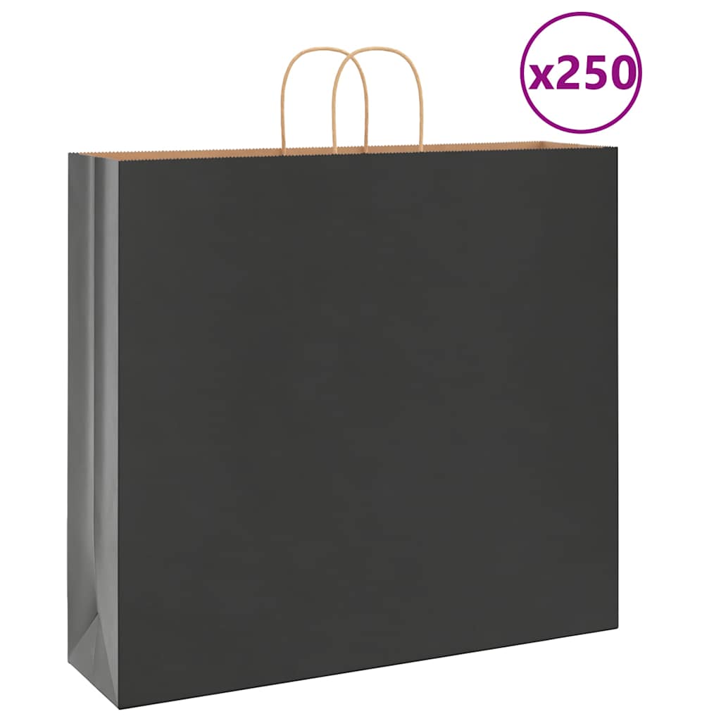 HKH Sacos de Papel 250 Unidades com Alças - Preto - 54x15x49 cm