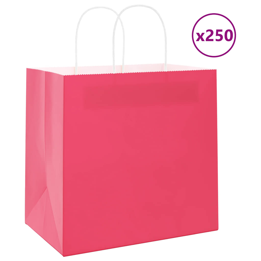 HKH Sacos de Papel 250 Unidades com Alças - Rosa - 54x15x49 cm