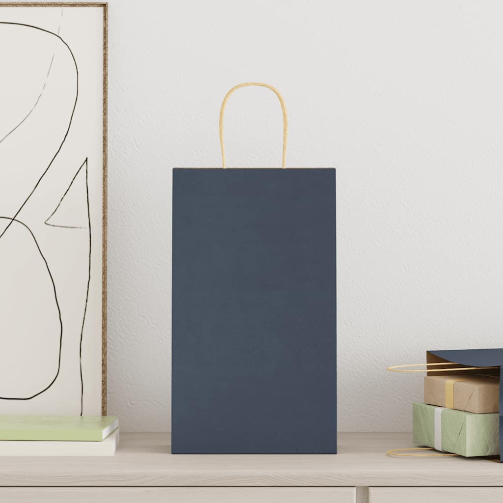 HKH Sacos de Papel 250 Unidades com Alças - Azul - 21x11x36 cm