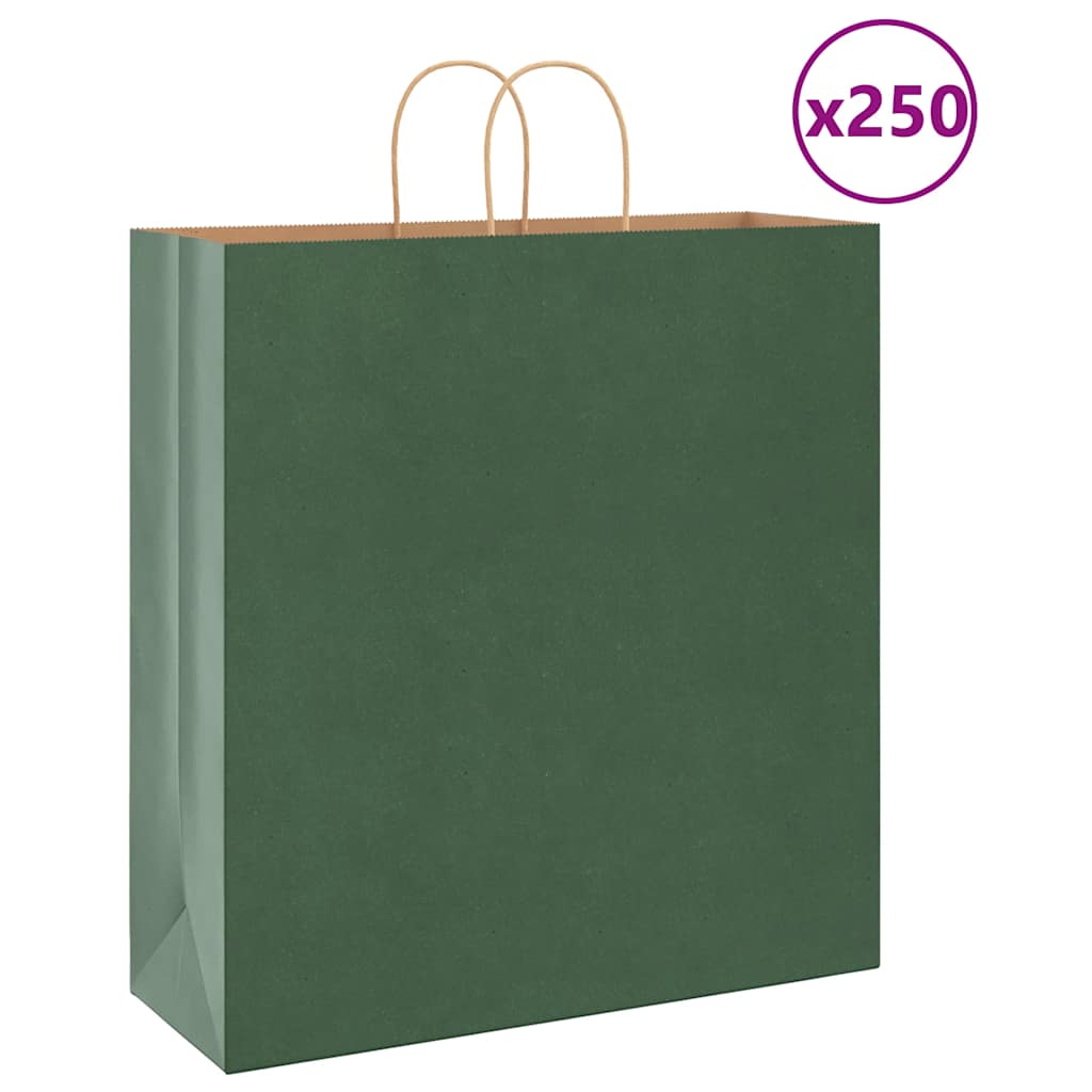 HKH Sacos de Papel 250 Unidades com Alças - Verde - 45x17x48 cm