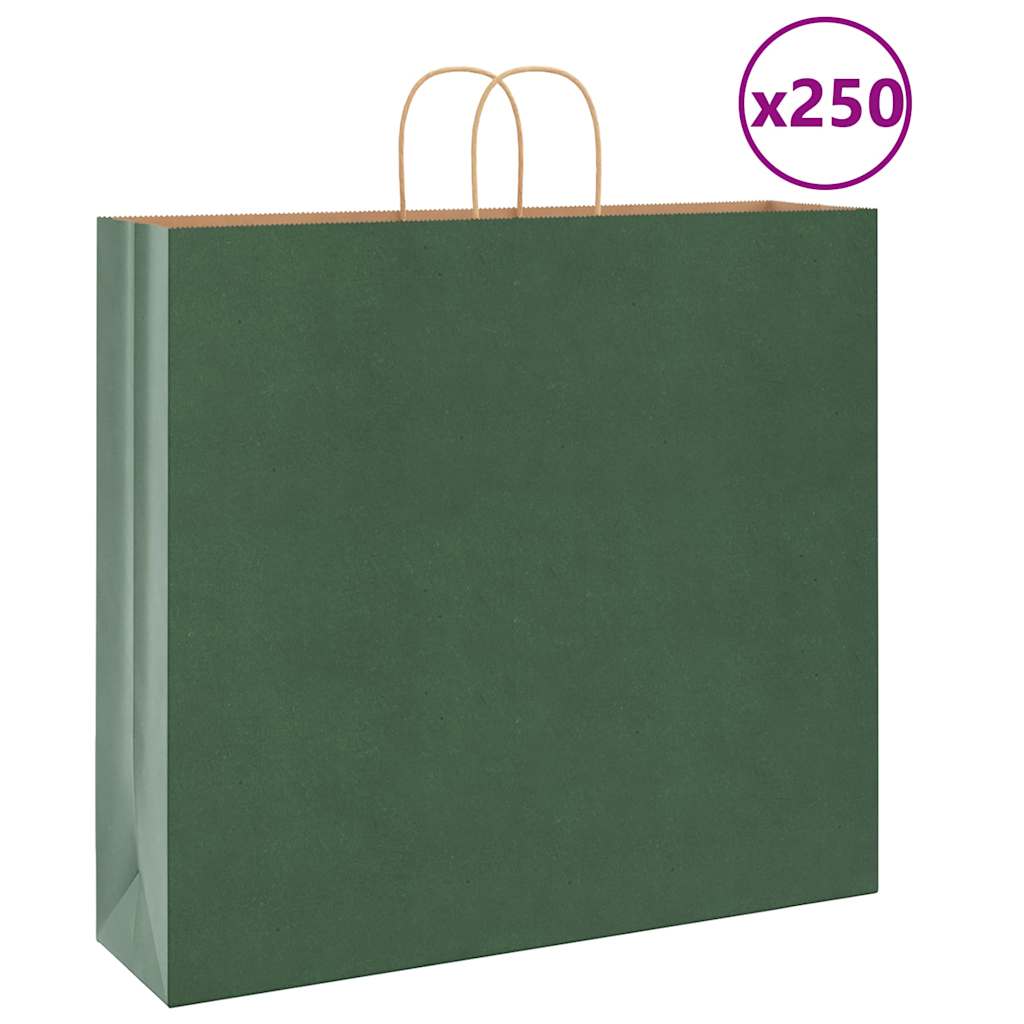 HKH Sacos de Papel 250 Unidades com Alças - Verde - 54x15x49 cm