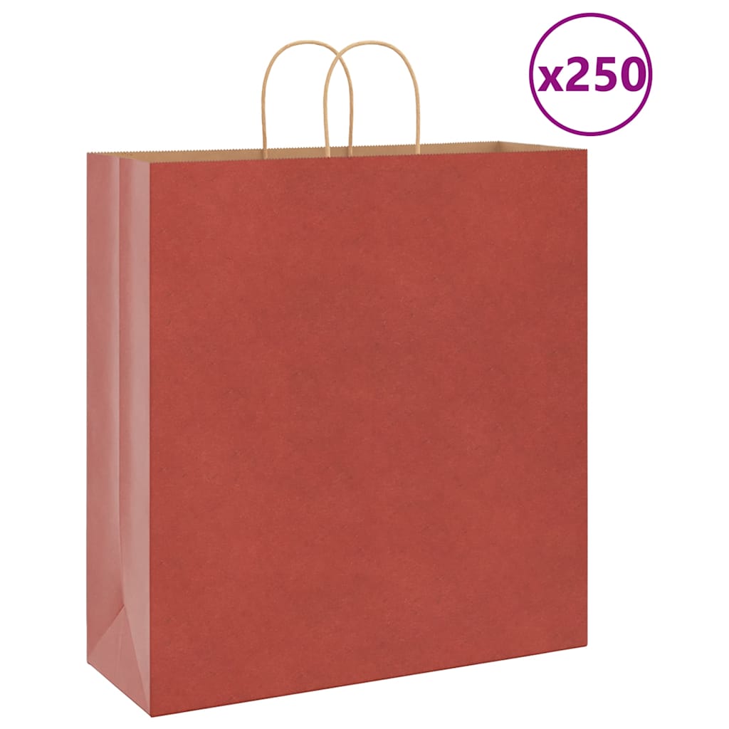 HKH Sacos de Papel 250 Unidades com Alças - Vermelho - 45x17x48 cm