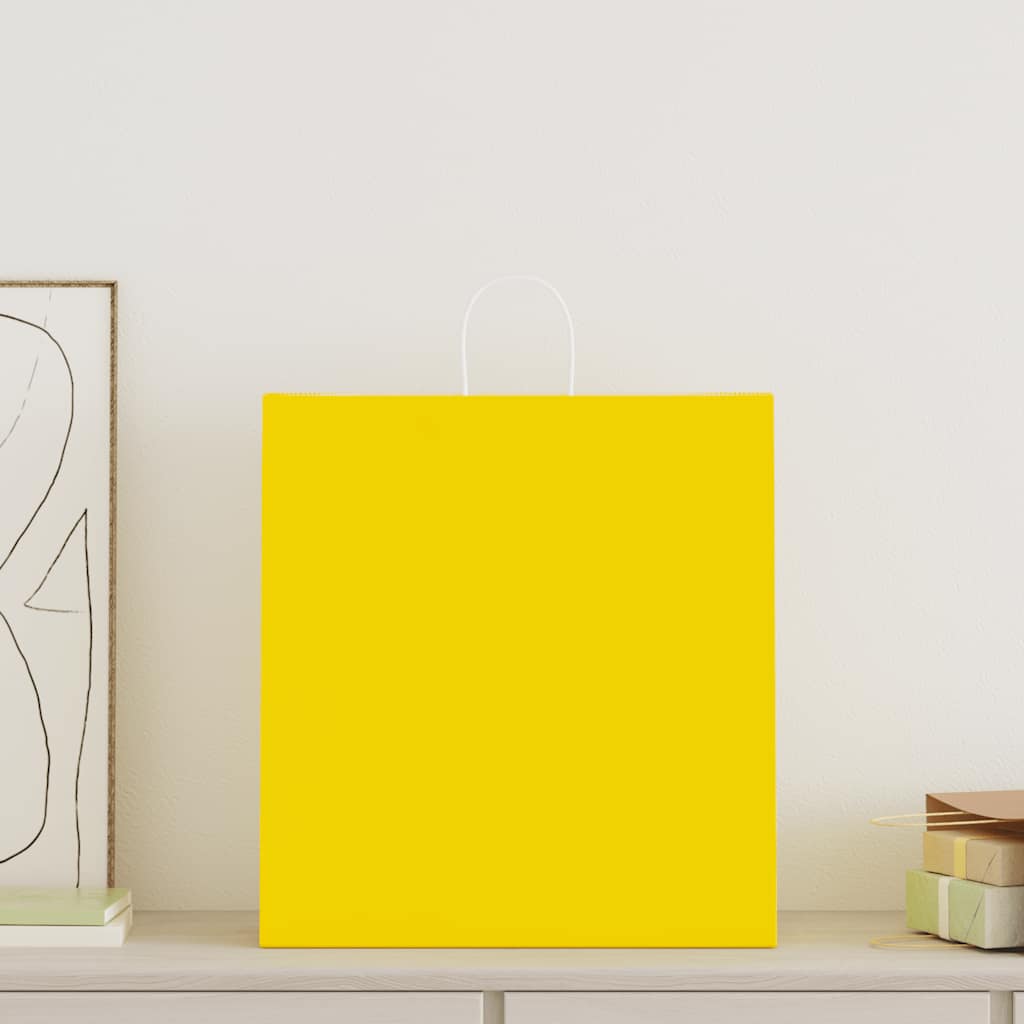 HKH Sacos de Papel 50 Unidades com Alças - Amarelo - 45x17x48 cm