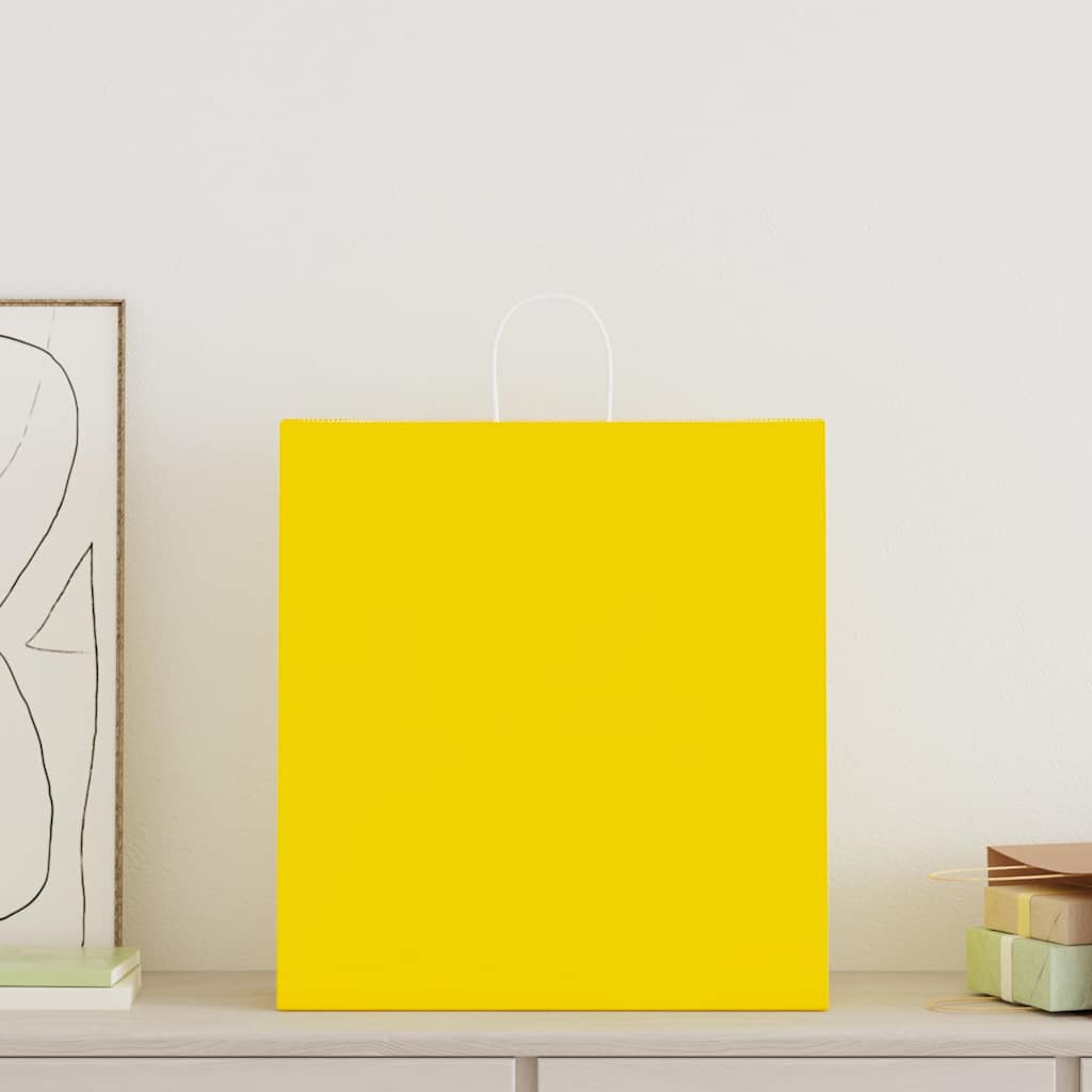 HKH Sacos de Papel 250 Unidades com Alças - Amarelo - 45x17x48 cm