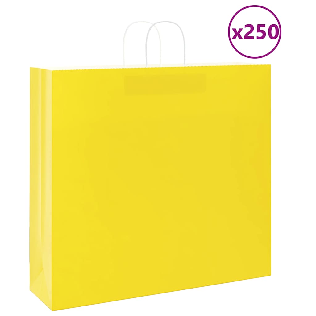 HKH Sacos de Papel 250 Unidades com Alças - Amarelo - 54x15x49 cm