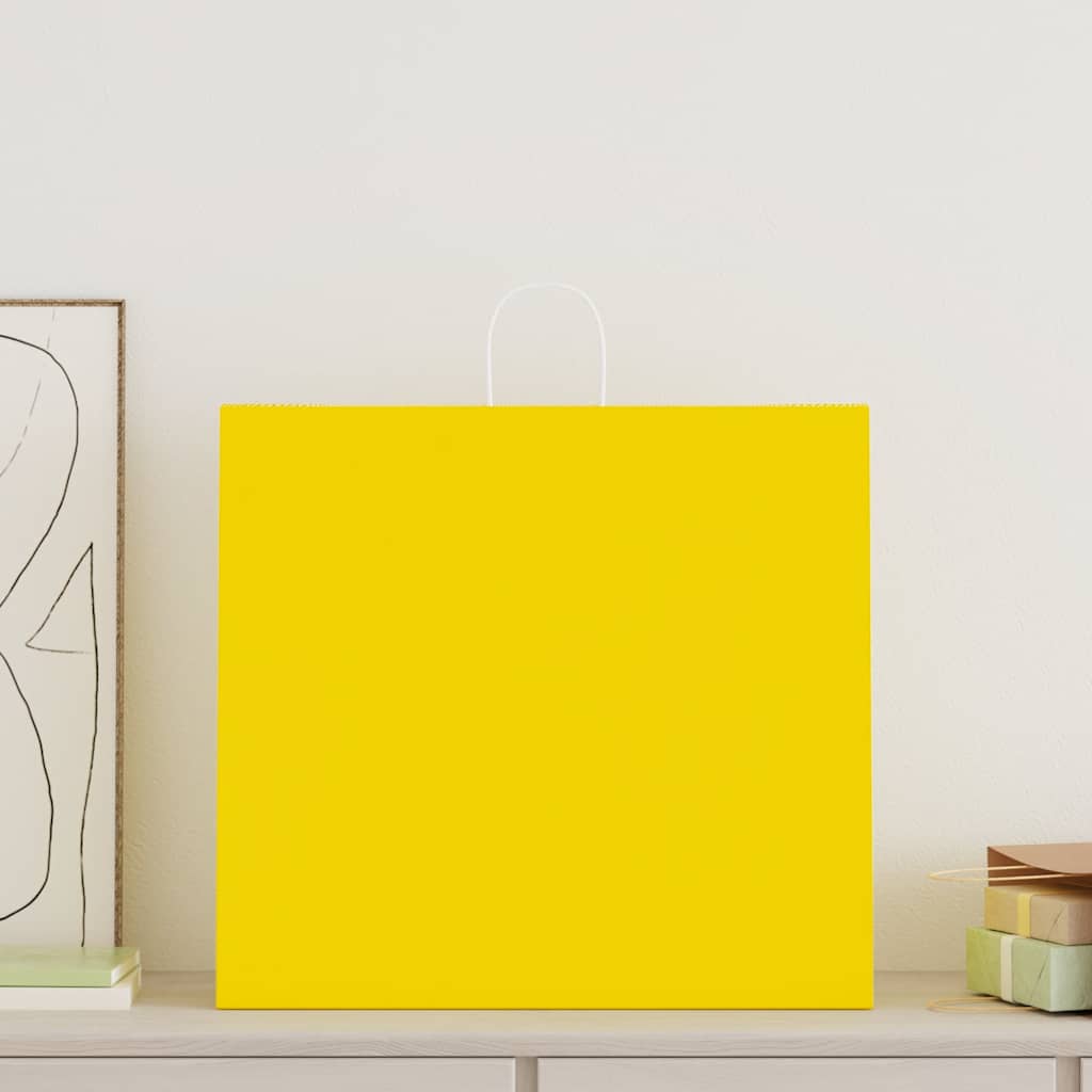 HKH Sacos de Papel 250 Unidades com Alças - Amarelo - 54x15x49 cm