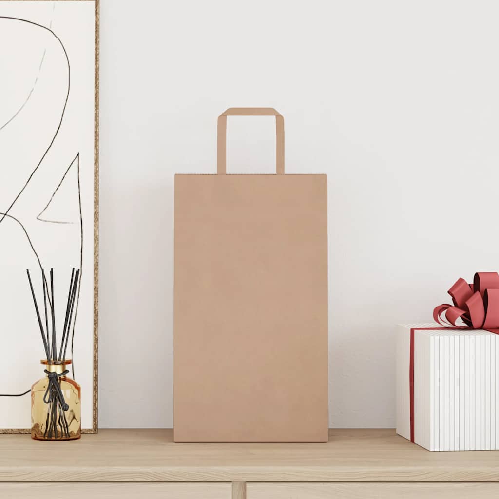 HKH Sacos de Papel 50 Unidades com Alças - Castanho - 21x11x36 cm