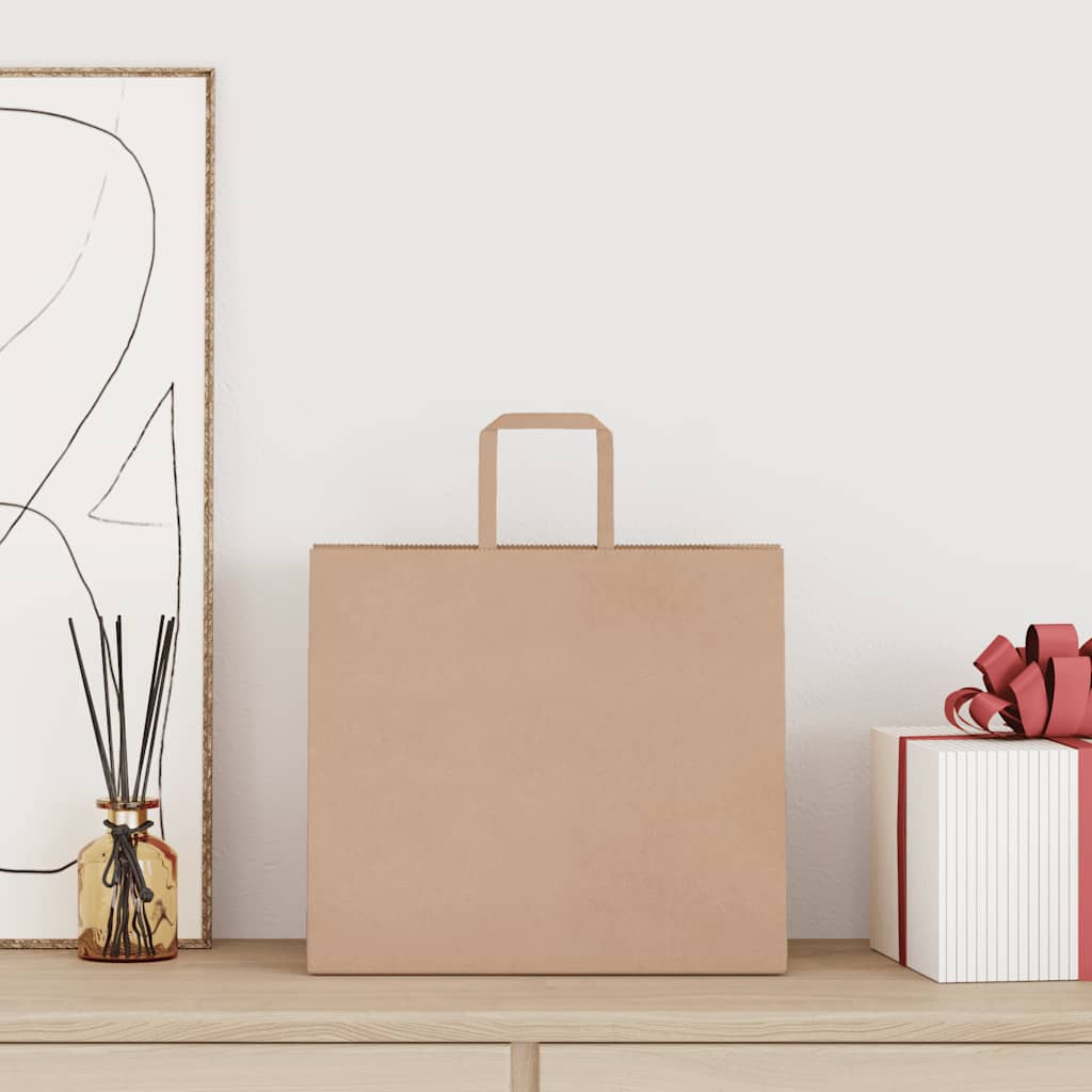 HKH Sacos de Papel 50 Unidades com Alças - Castanho - 32x22x28 cm