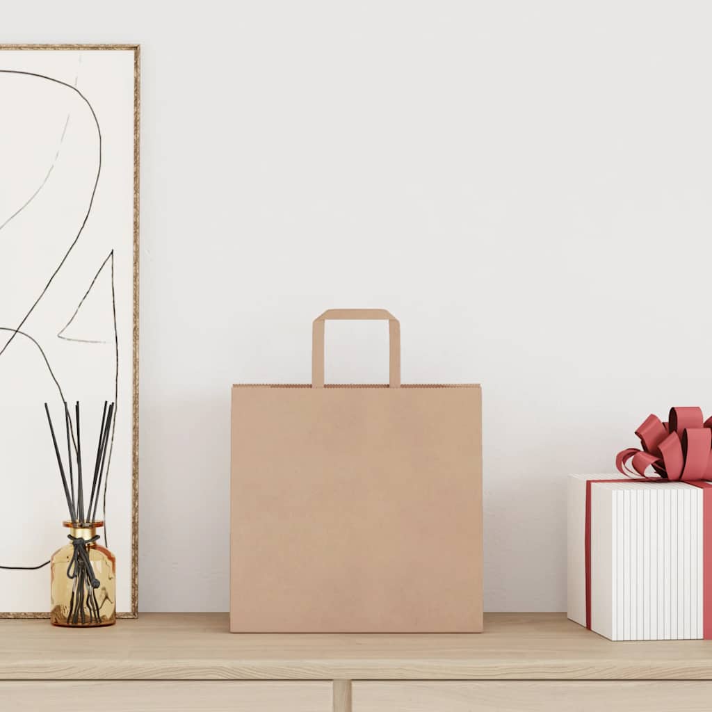 HKH Sacos de Papel 250 Unidades com Alças - Castanho - 26x17x25 cm