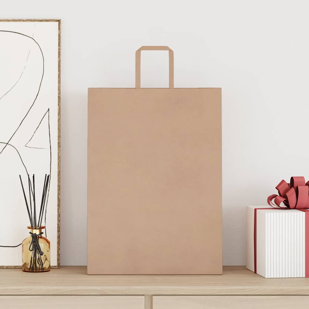 HKH Sacos de Papel 250 Unidades com Alças - Castanho - 32x17x44 cm