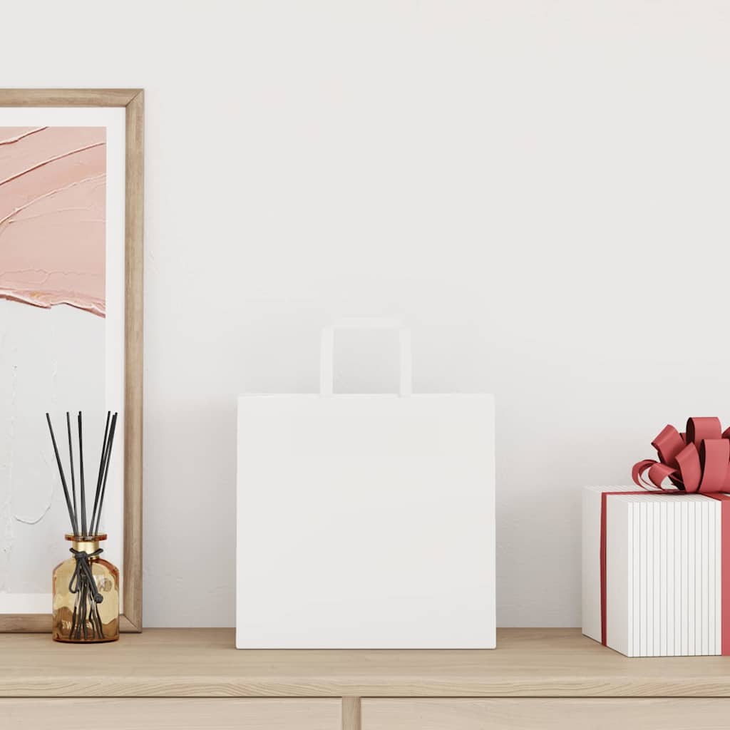 HKH Sacos de Papel 50 Unidades com Alças - Branco - 26x17x25 cm