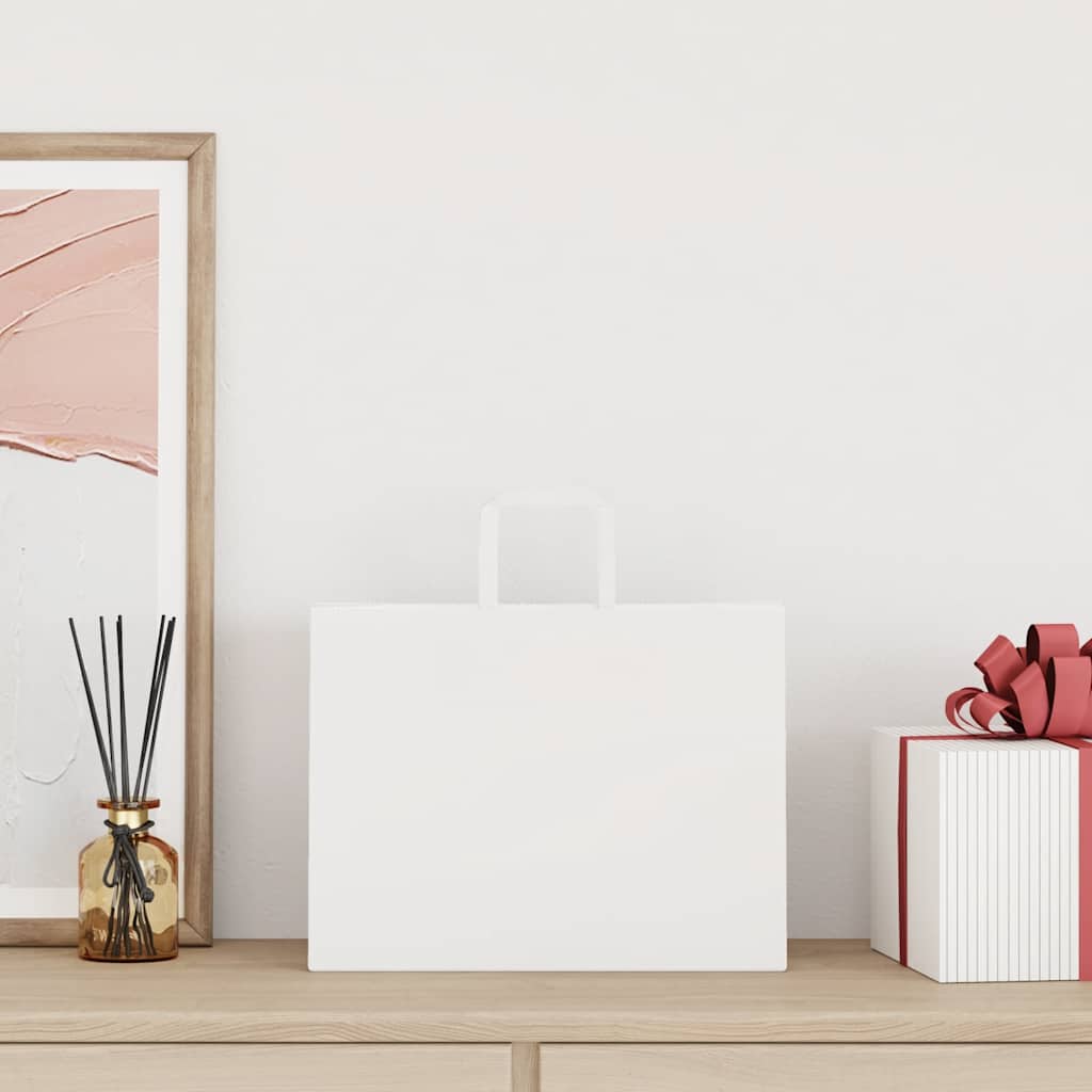 HKH Sacos de Papel 50 Unidades com Alças - Branco - 32x17x25 cm