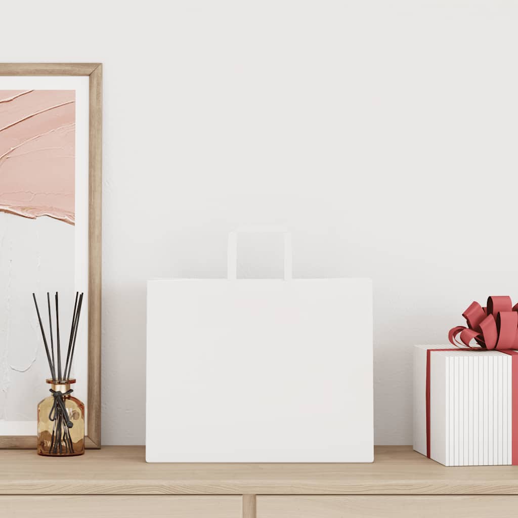 HKH Sacos de Papel 50 Unidades com Alças - Branco - 32x22x24 cm