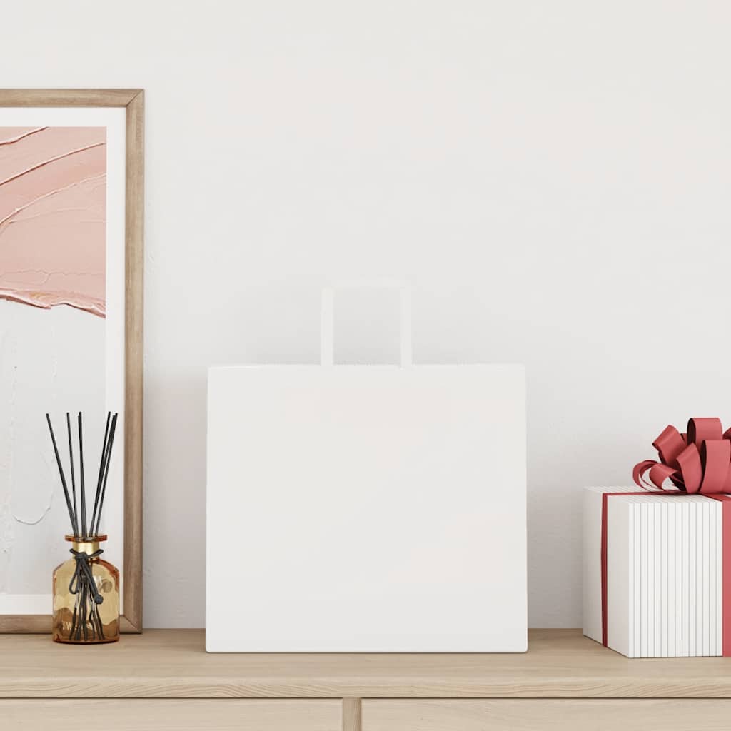 HKH Sacos de Papel 50 Unidades com Alças - Branco - 32x22x28 cm