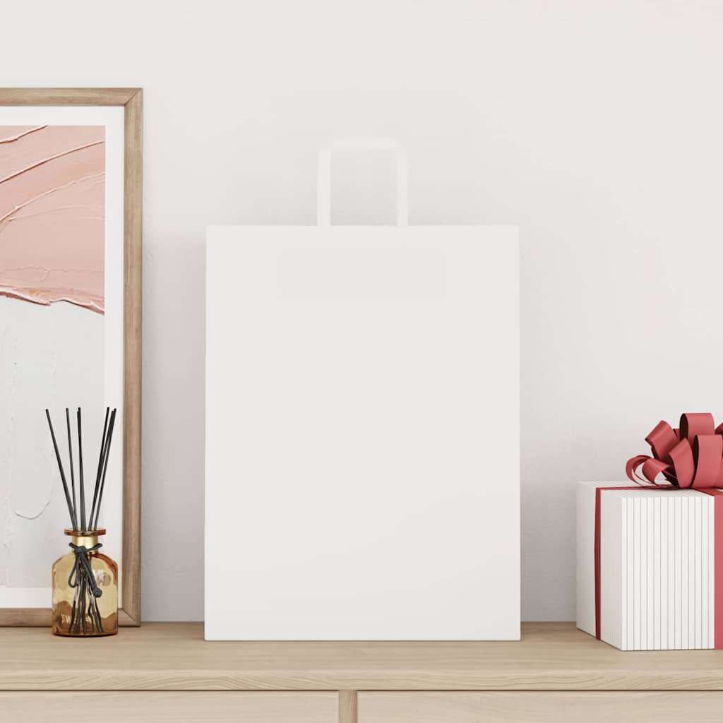 HKH Sacos de Papel 250 Unidades com Alças - Branco - 32x12x42 cm