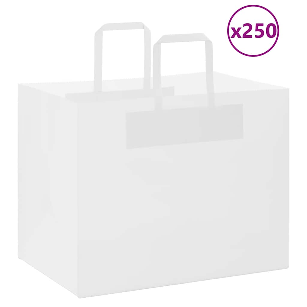 HKH Sacos de Papel 250 Unidades com Alças - Branco - 32x22x24 cm
