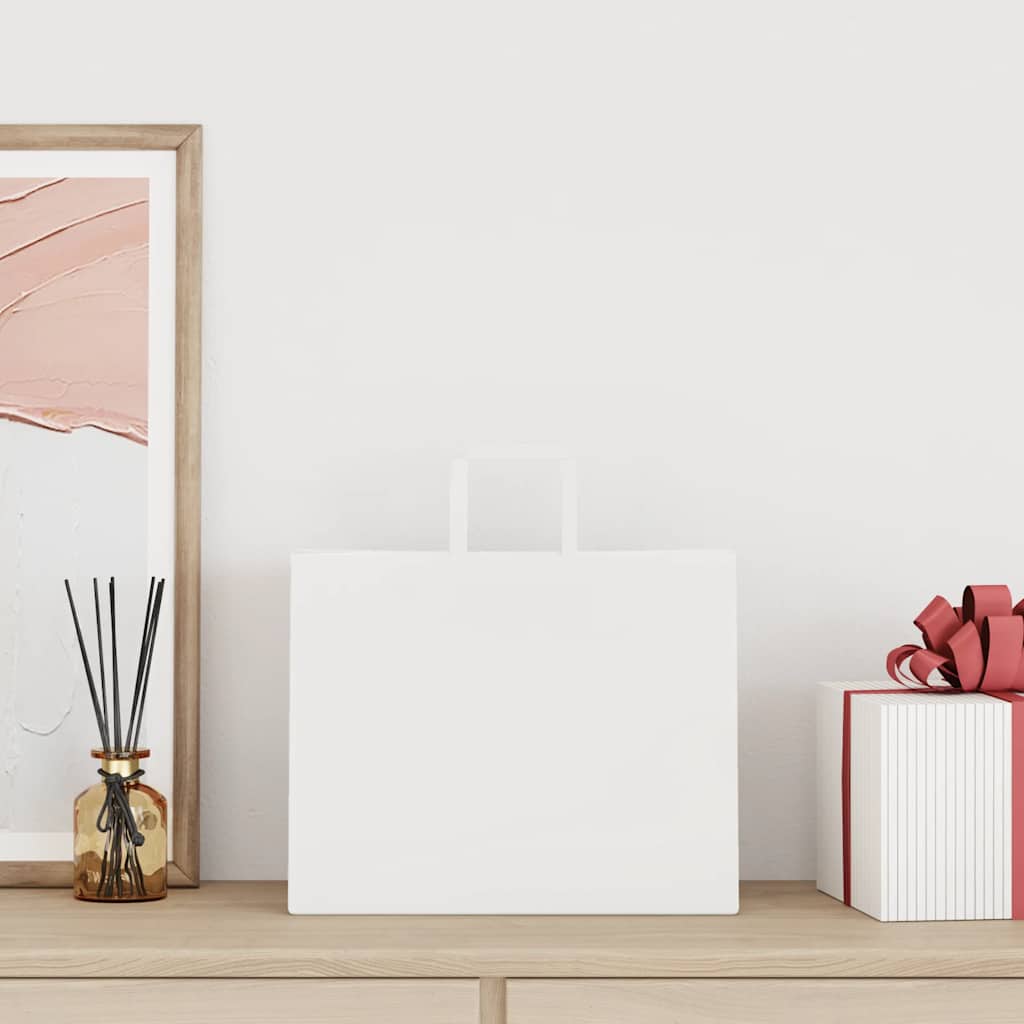 HKH Sacos de Papel 250 Unidades com Alças - Branco - 32x22x24 cm