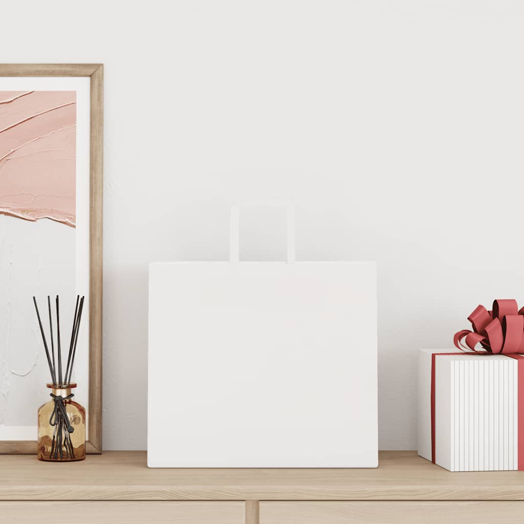 HKH Sacos de Papel 250 Unidades com Alças - Branco - 32x22x28 cm