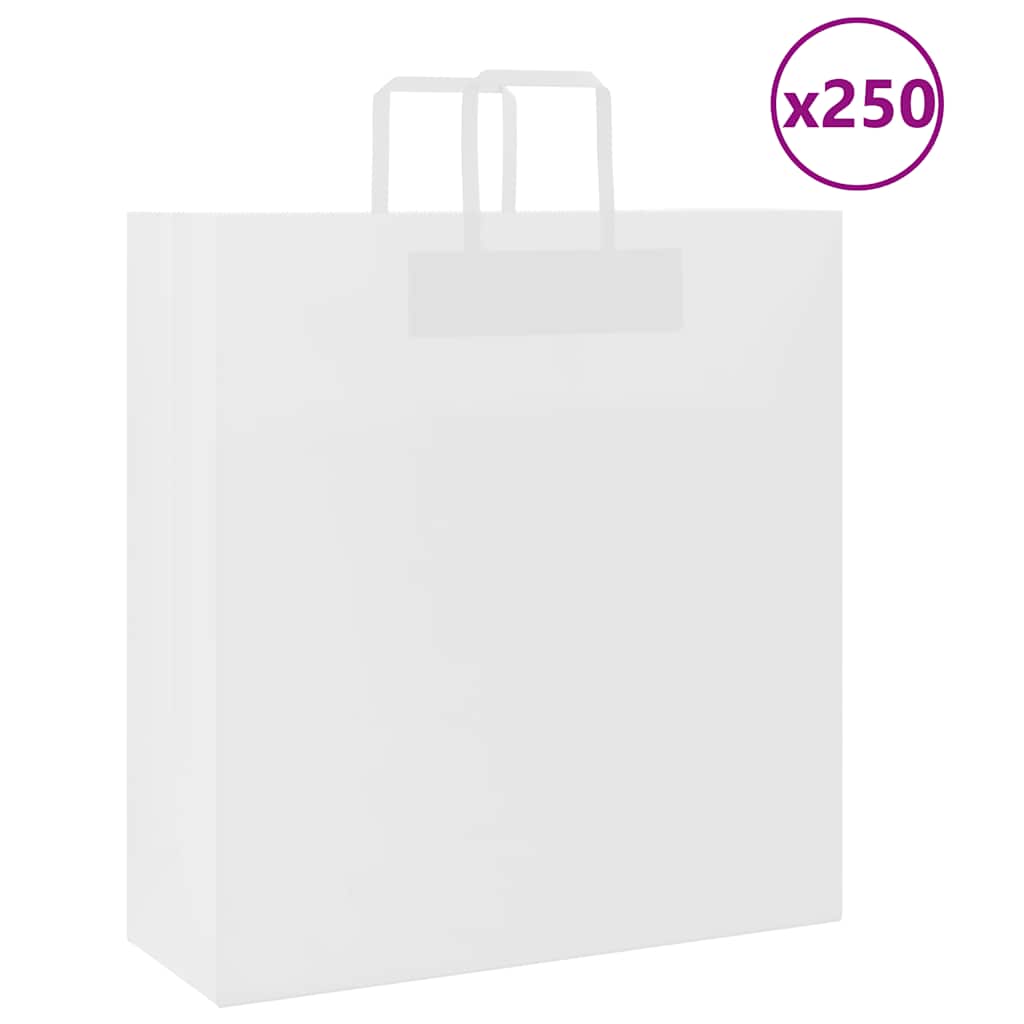 HKH Sacos de Papel 250 Unidades com Alças - Branco - 45x17x48 cm