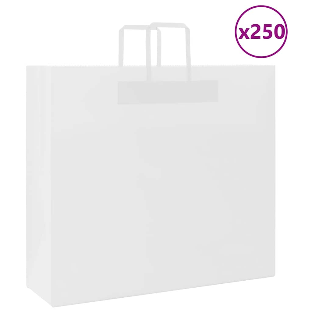 HKH Sacos de Papel 250 Unidades com Alças - Branco - 54x15x49 cm