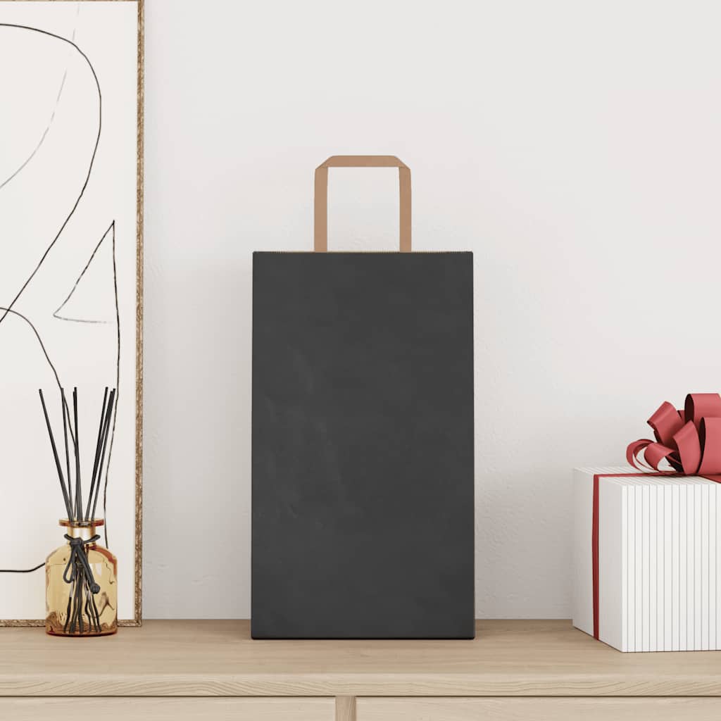 HKH Sacos de Papel 250 Unidades com Alças - Preto - 21x11x36 cm