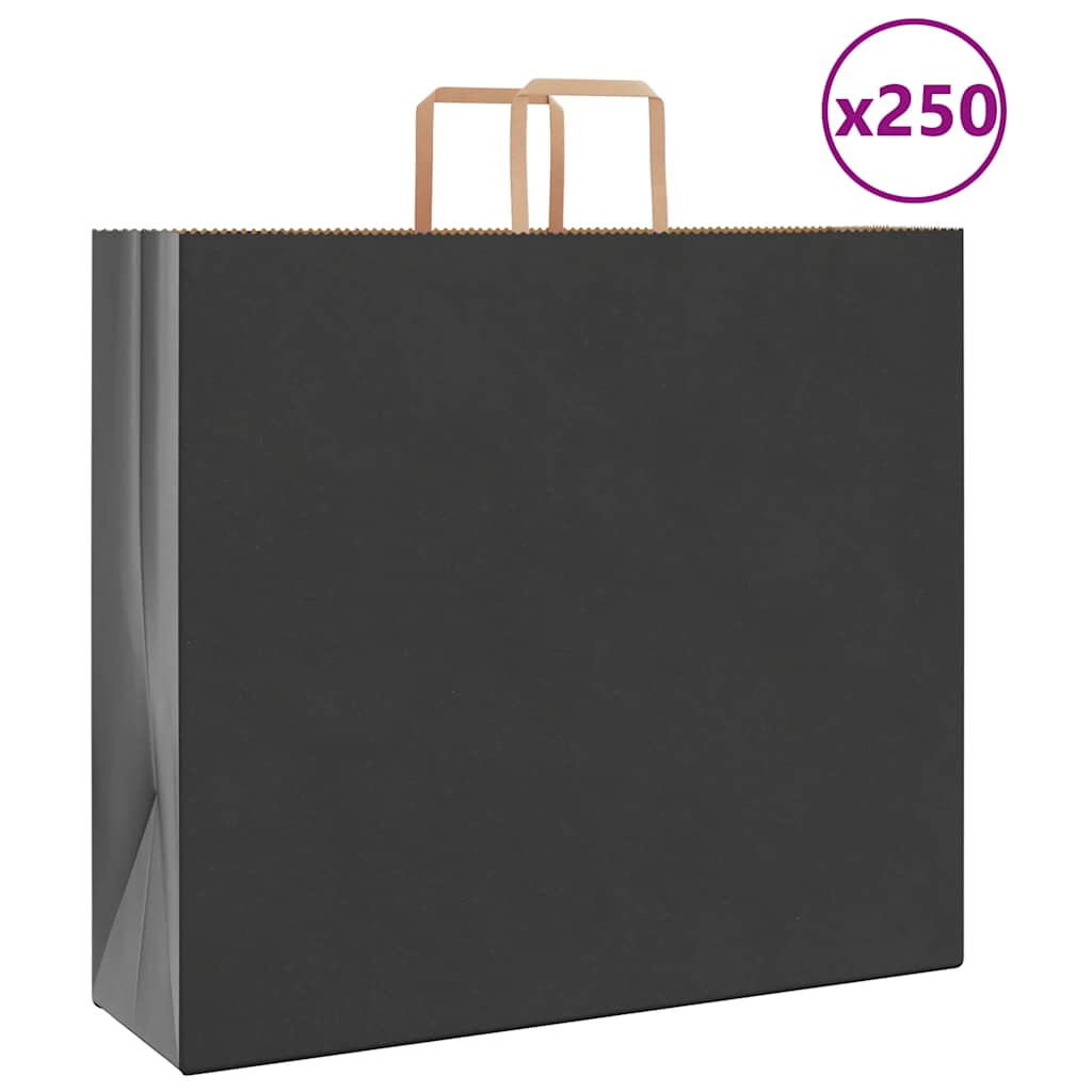 HKH Sacos de Papel 250 Unidades com Alças - Preto - 54x15x49 cm