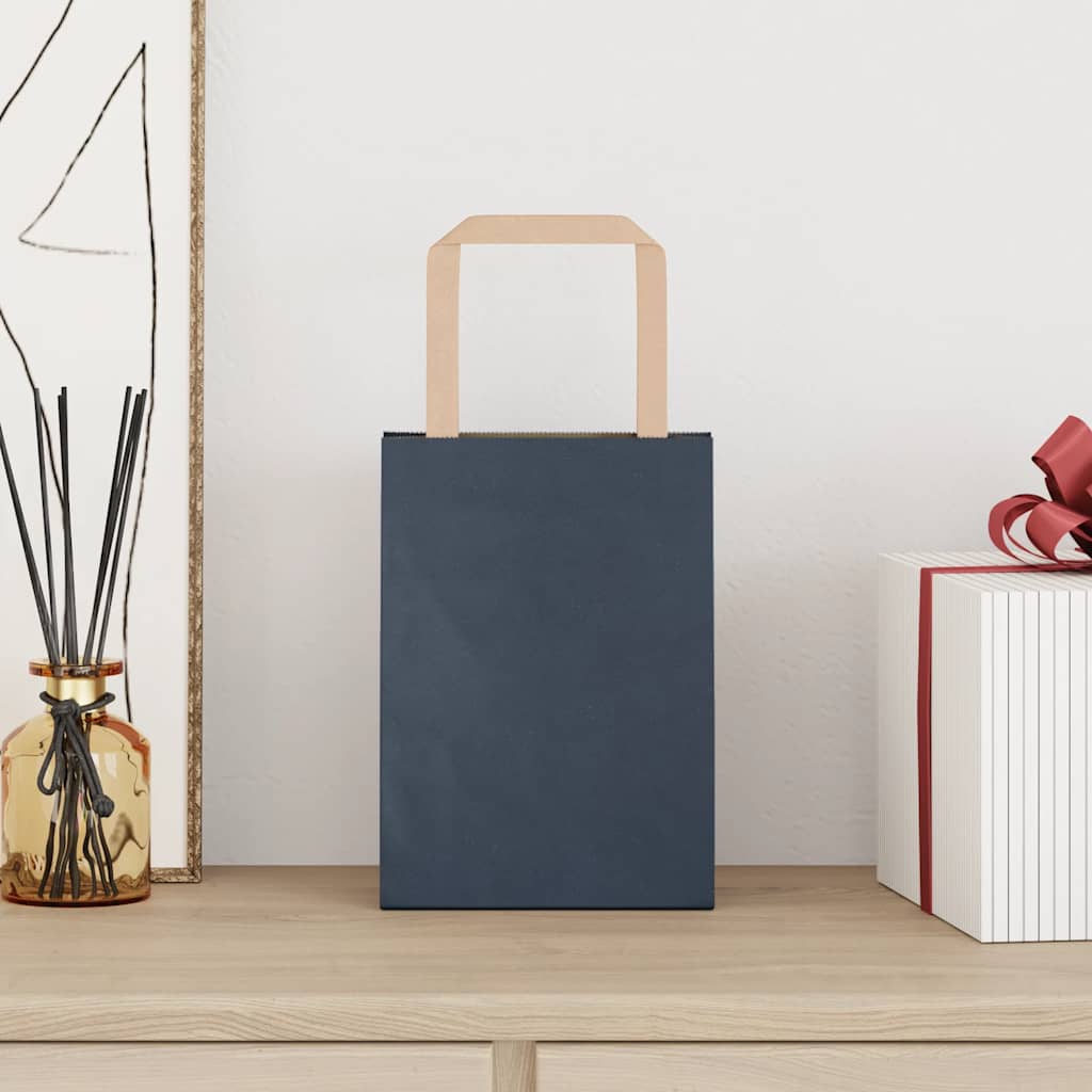 HKH Sacos de Papel 50 Unidades com Alças - Azul - 15x8x21 cm